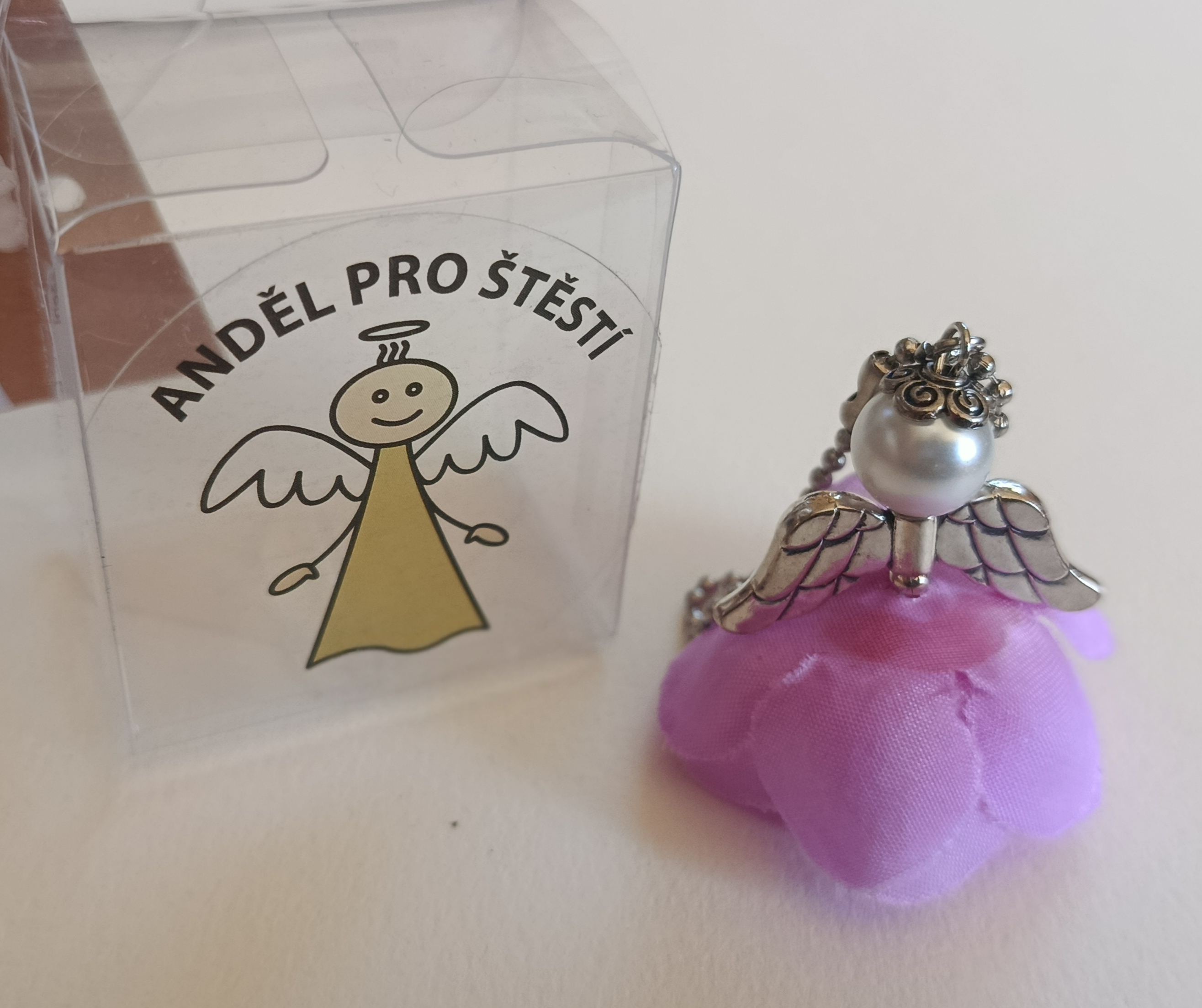 Fialový andělíček - Anděl pro štěstí - přívěsek