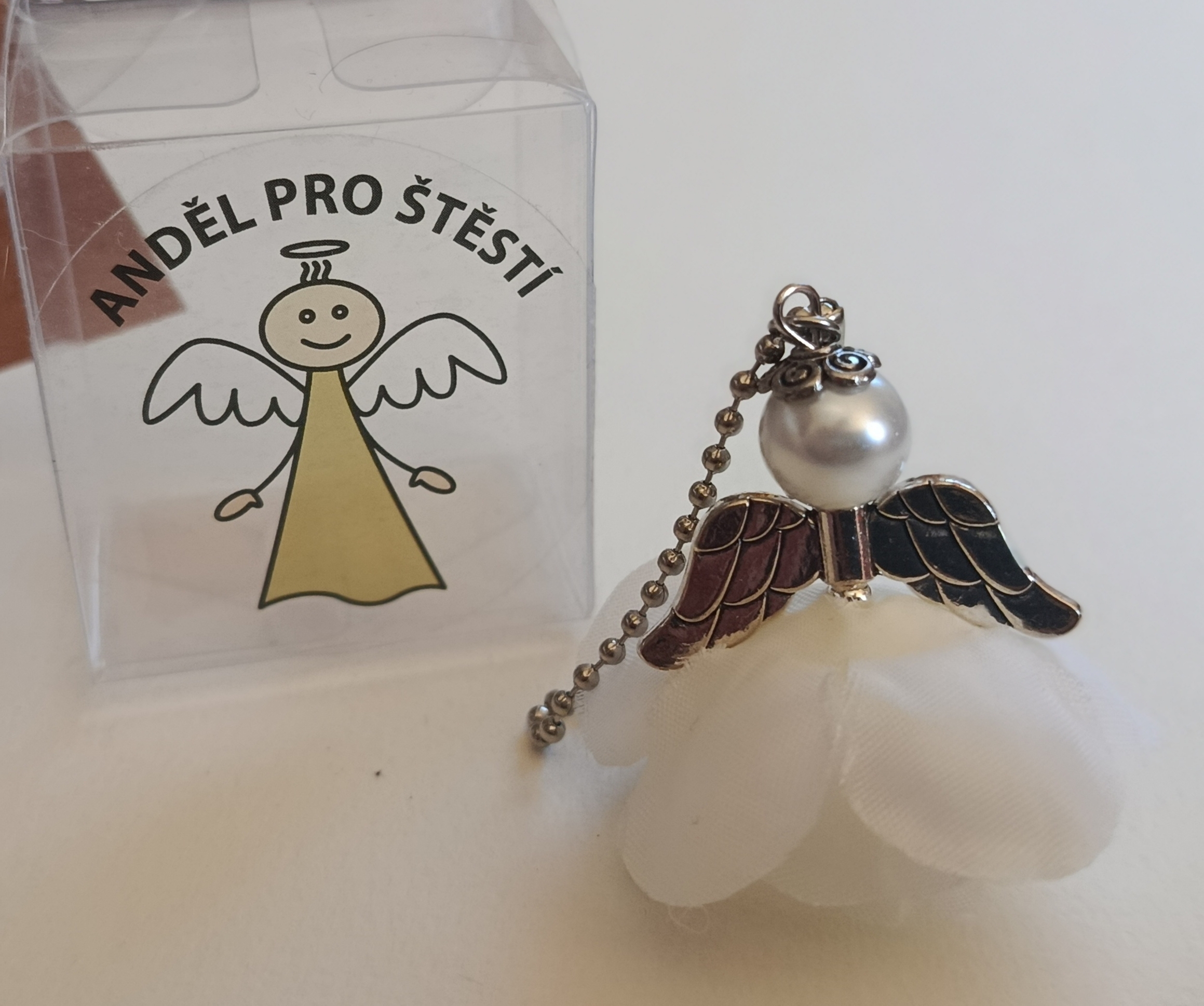 Světle béžový andělíček - Anděl pro štěstí - přívěsek