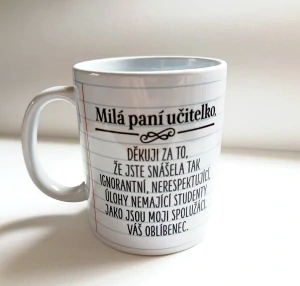 Hrneček pro paní učitelku od chlapce 